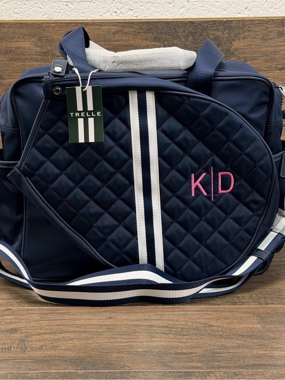Trelle Tennis Tote Quaintrelle Navy Pickleball Racquet Bag Travel Commute- NWT
